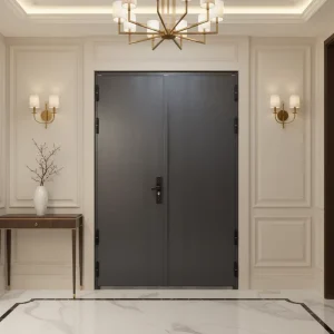 Modern Swing Style Aluminum Front Entry Door with Decorative Bronze Pattern for Commercial Use