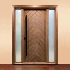Modern Teak Solid Wood Single Exterior Front Entrance Door for House