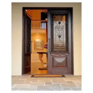Modern Teak Wood Apartment Villa Exterior Main Unequal Double Doors