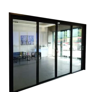 Modern Three-Rail Aluminum Alloy Sliding Door with Double-Glazing Tempered Glass for Villa