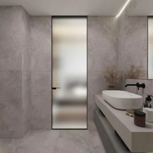 Modern Ultra Thin Glass Swing Door for Home Interior Manual Swinging with Windproof Feature Finished Surface