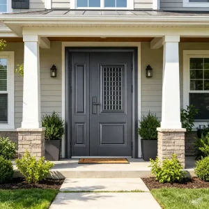 Modern Unequal Double Steel Door and Security Frame for Apartment Entry Use