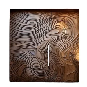 Modern Villa Aluminum Exterior Door with Solid Wood Front Entry, Waterproof and Soundproof Materials