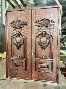 Modern Villa Entry Door Exterior Cast Aluminum Stainless Steel Pivot Thermal Insulation Sidelights