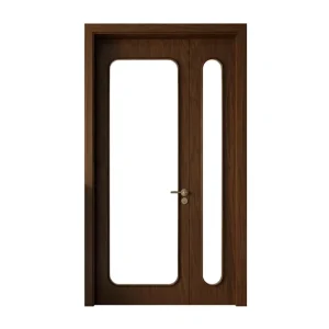 Modern Walnut-Finished Solid Wood Entrance Door for Supermarket and Farmhouse Use