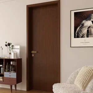 Modern Walnut Wood Single Interior Door for Office, Living Room, Bedroom, or Apartment