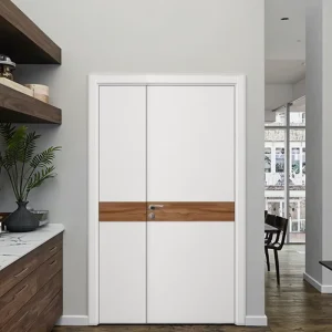 Modern Walnut and Red Oak Veneer Door, Clear Wood Texture, Interior Exterior