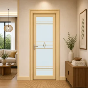Modern Washroom Door Aluminum Frame Design With Frosted Tempered Glass For Residential Use
