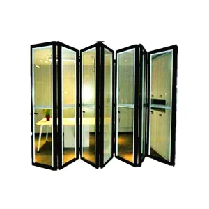 Modern Waterproof Aluminum Alloy Frame Glass Bi-Fold Door with Finished Polymer Surface