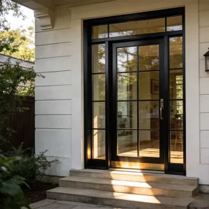 Modern Waterproof Aluminum Glass Double Swing French Style Commercial Patio Entrance Door