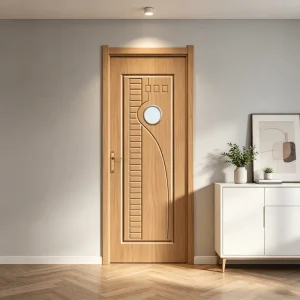 Modern Waterproof Anti-Scratch PVC-Laminated Solid Wood Interior Door with Customized Size for Hotel Apartment