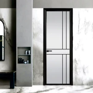 Modern Waterproof Heat Insulation Aluminum Alloy Bathroom Swing Door with Wet Dry Separation for Apartment