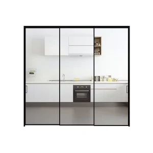 Modern Waterproof Triple-Linkage Ultra-Narrow Aluminum Alloy Sliding Door, 8 mm Single Glass, Sound-Insulating