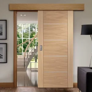Modern Waterproof Wooden Interior Composite Barn Door Side-Opening for Closet and Laundry Room