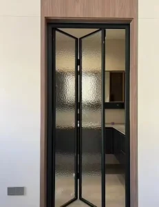 Modern Weather Resistant Aluminum Folding Door Double Glass Wide View Garden Exterior Bi-fold Door for Bedroom Apartment