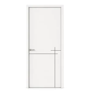 Modern White Narrow Aluminum Frame Wood Interior Swing Door Flush With Wall Inward Opening Custom Size for Hotel Villa
