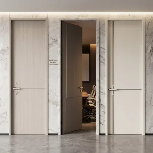 Modern White Paint-Free SPC Interior Door, Solid Core Composite, Finished Surface for Houses, Hotels and Projects