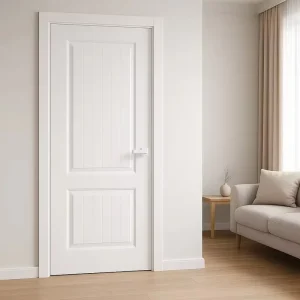 Modern White Painted Solid-Core Melamine Interior Wooden Door, Baking Varnish Finish, Windproof, for Bathroom and Bedroom