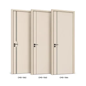 Modern White Primed Solid Pine Panel Interior Door with Handle and Lock ENF E0 Certified