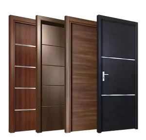 Modern White Solid Wood Interior Door with Aluminum Wood Panel for Front Entry