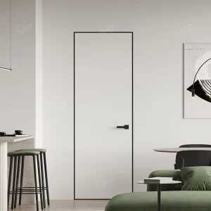 Modern White Wood Flush Interior Invisible Door with Hidden Hinge, Frameless
