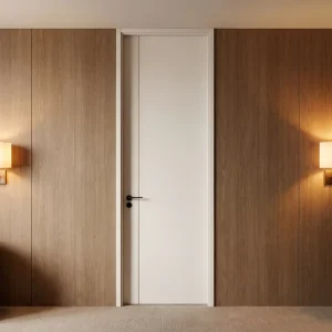 Modern White Wood Minimalist Soundproof Interior Slab Door for Bedrooms and Hotels
