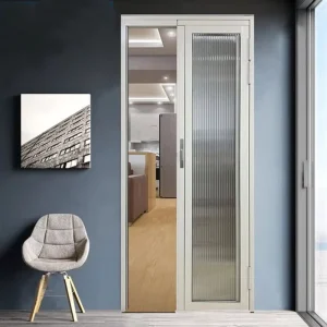 Modern White and Black Minimalist Sliding Folding PD Door Aluminum Alloy Complete Set with Tempered Glass for Bathroom Kitchen