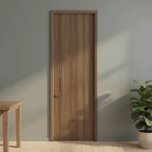 Modern Wood Bedroom Door with Durable Wood Accents for Interior Use