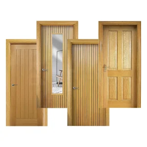 Modern Wood Grain Moisture-Resistant Soundproof Oak Solid Wood-Core Flush Slab Interior Door