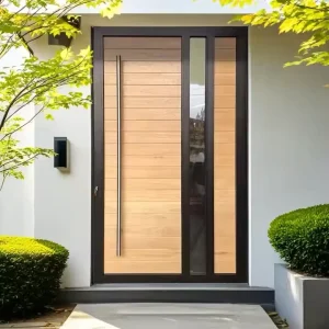 Modern Wood-Grain Steel Front Entrance Security Door for Houses