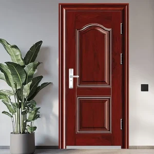 Modern Wood Grain Steel Manual Anti-Theft Security Door for Residential, Hotel, Hospital, and School Use