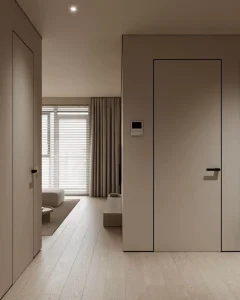 Modern Wood Interior Bedroom Flush Frameless Hidden Wall Door