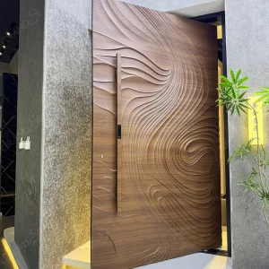 Modern Wood and Aluminum Security Pivot Entry Door for Main Entrance