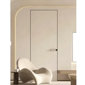 Modern Wooden Frameless Hidden Wall Door with Aluminum Frame for Bedroom