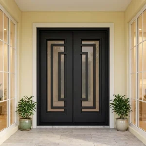 Modern Wrought Front Door Anti-Theft Security Waterproof Door for Villas, Apartments, and Hotels