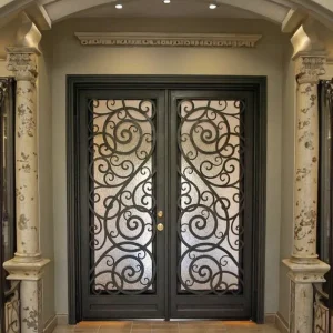 Modern Wrought Iron Interior Glass Door with Thermal Insulation for Villas