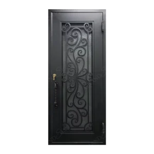 Modern Wrought Iron Security Entrance Door for Residential Use, Anti-Theft