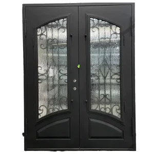 Modern Wrought Iron Steel Security Entrance Door with Finished Surface for Villa