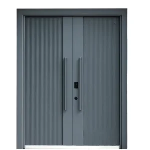 Modern Zinc Alloy and Cast Aluminum Double Security Door, Finished Surface, Rural Villa Entrance Gate