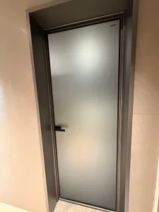 Moisture-Proof Aluminum Alloy Single Swing Door with Handle Set for Residential Bathroom