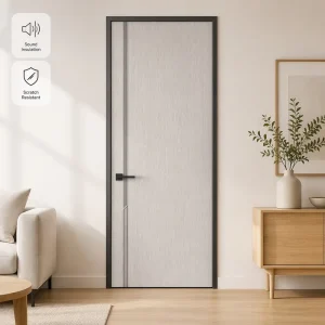 Moisture-Proof Solid Wood Interior Aluminum Frame Door with Melamine Faced Board for Hospital and Commercial Use