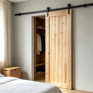 Moisture Resistant Solid Fir Barn Door Rustic Sliding Timber Door for Global Home Buyers