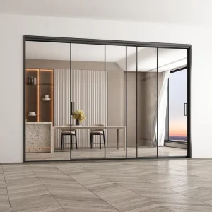 Multi-Track Aluminum Sliding Door Large Opening Stackable Double Glazing Glass Patio Door Heavy Duty Exterior Interior Bedroom