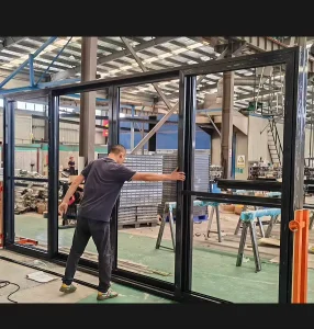 NFRC 188 Series Aluminum Sliding Door with Screen, 3 Guide Rails and Heavy-Duty Construction