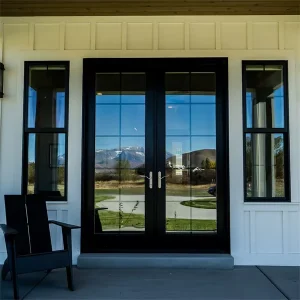NFRC Aluminium Double-Glazed Low-E Casement Swing French Entrance Door with Beauty Grills