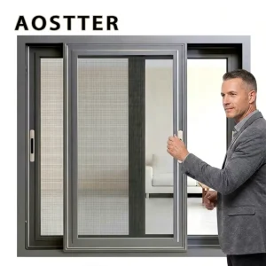 NFRC CE Burglar-Proof Waterproof Sliding House Window with Mesh Residential Replacement Aluminium Glass Window