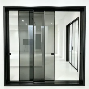 NFRC-Certified Black Slim-Frame Tempered Glass Sliding Room Divider with Anti-Collision Design