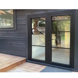 NFRC Certified Modern French Double Front Entry Door with Tempered Glass