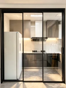Narrow Aluminum Alloy Glass Folding Door for Kitchen, Soundproof and Smokeproof