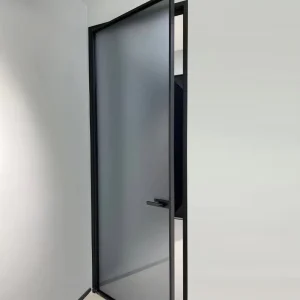 Narrow Aluminum Alloy and Glass Waterproof Swing Door for Bathroom or Living Room